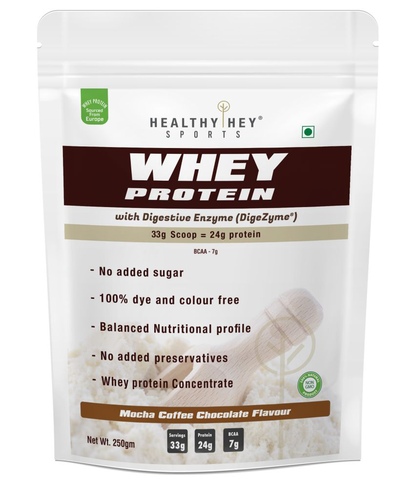 HealthyHey Sports Whey Protein Sports Concentrate mocha coffee 250 gm