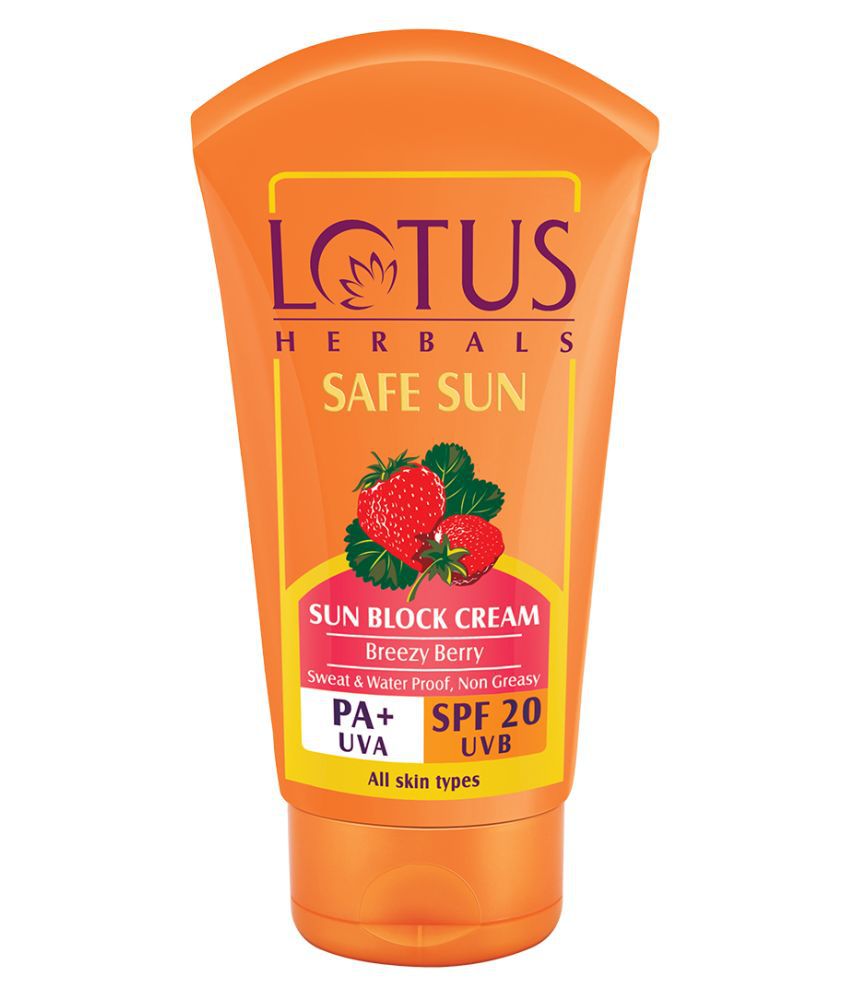 Lotus Herbals Safe Sun Sunscreen Cream PA+ SPF-20 Breezy Berry, 50g