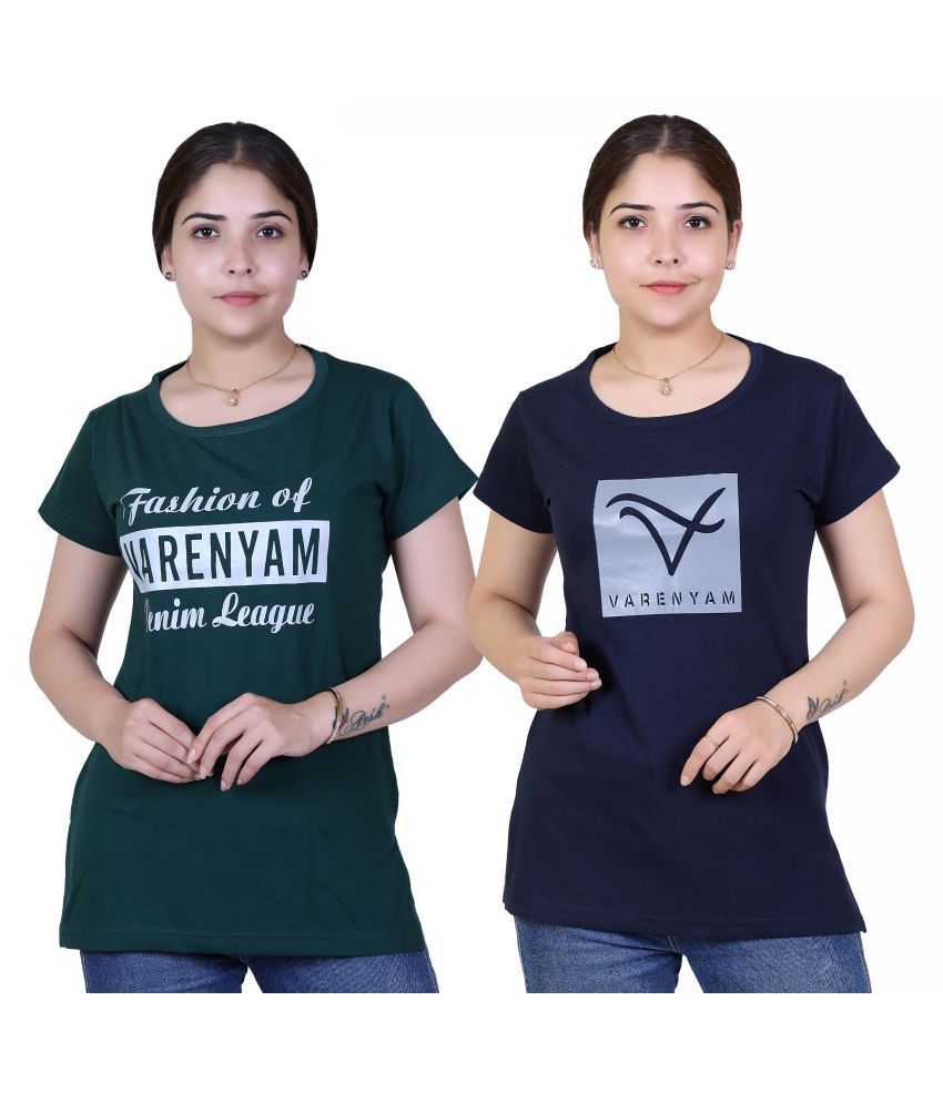     			Varenyam Cotton Regular Tops - Green Single