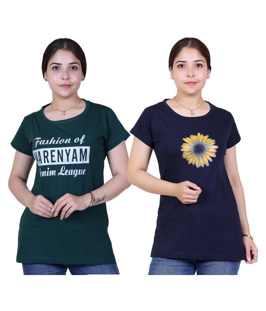     			Varenyam Cotton Regular Tops - Green Single