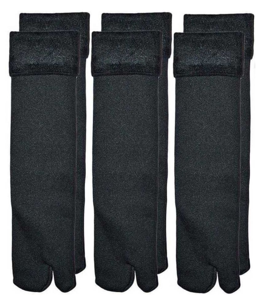     			Total Health Women's Black Velvet Fur Warm Thumb Partition Winter Socks (Pack Of 3)