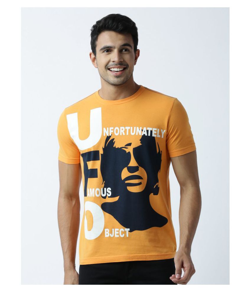     			Huetrap Cotton Orange Printed T-Shirt Single Pack