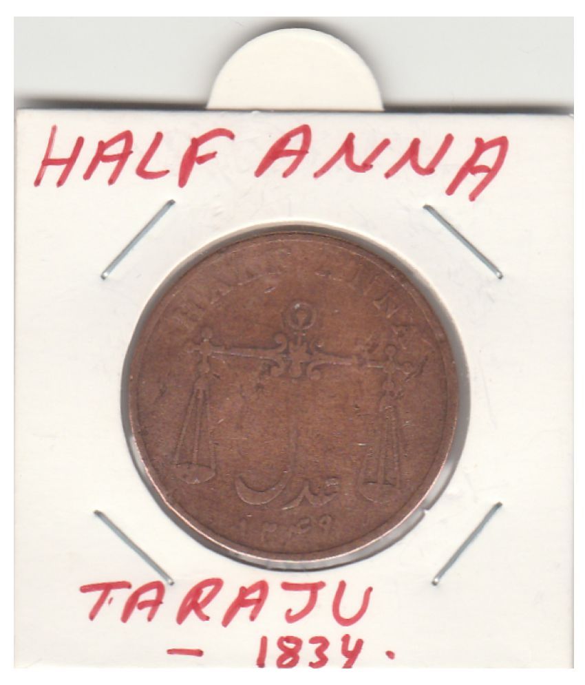     			NUMISMATTECLY EXTREMELY RARE AND COLLECTIBLE  BIG  COPPER C01N HALF ANNA , YEAR-1834,EAST INDIA COMPANY-TARAJU C01N, IN EXTRA  FINE CONDITION ,,HIGHLY COLLECTIBLE HIGH GRADE C01N. PLEASE CHECK PICTURE CAREFULLY BEFORE ORDER ,