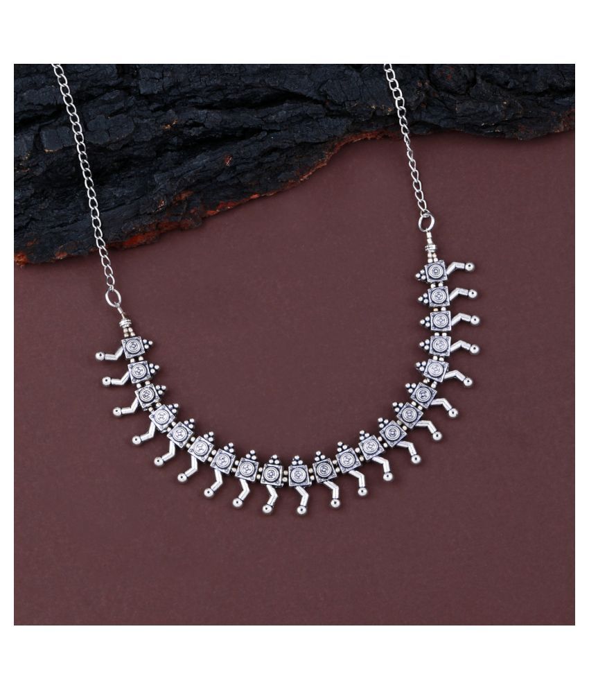     			ShreejiHuf Alloy Silver Traditional Necklaces Set Choker