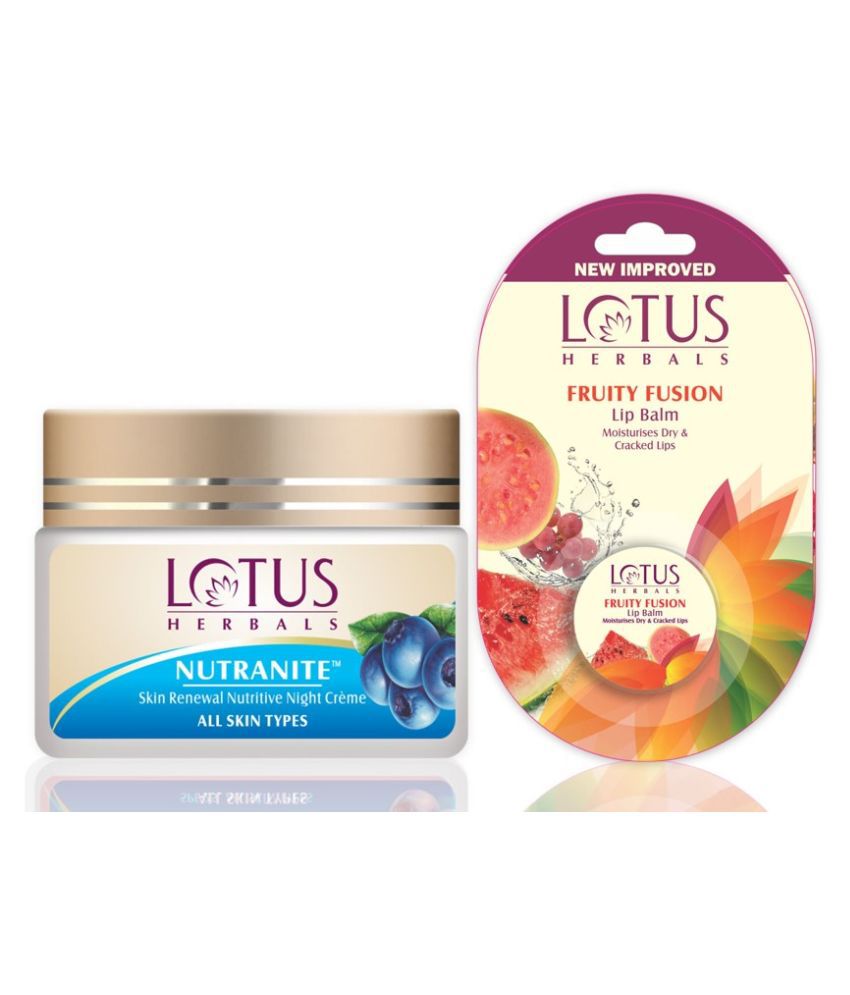     			Lotus Herbals Combo, Nutranite Skin Renewal Nutritive Night Cream + Lip Balm, Fruity Fusion
