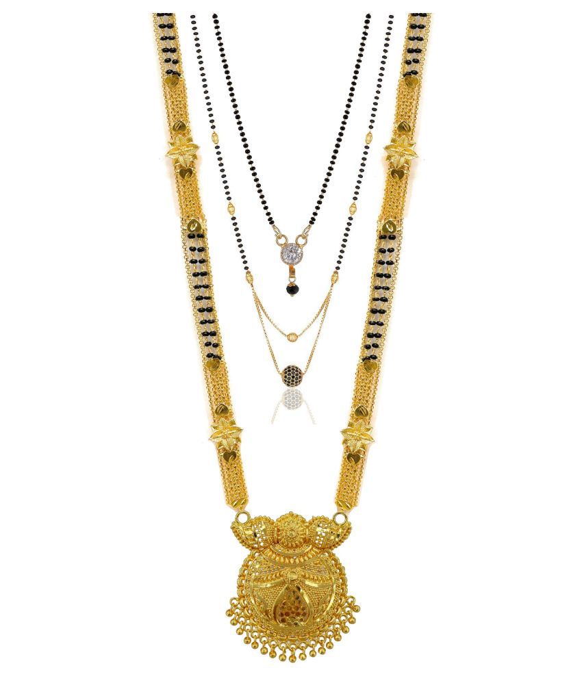     			MGSV Jewellery Traditional Necklace Pendant Hand Meena 30inch Long and 18inch short  Mangalsutra/Tanmaniya/nallapusalu/Black Beads For Women and Girls Brass, Alloy Mangalsutra