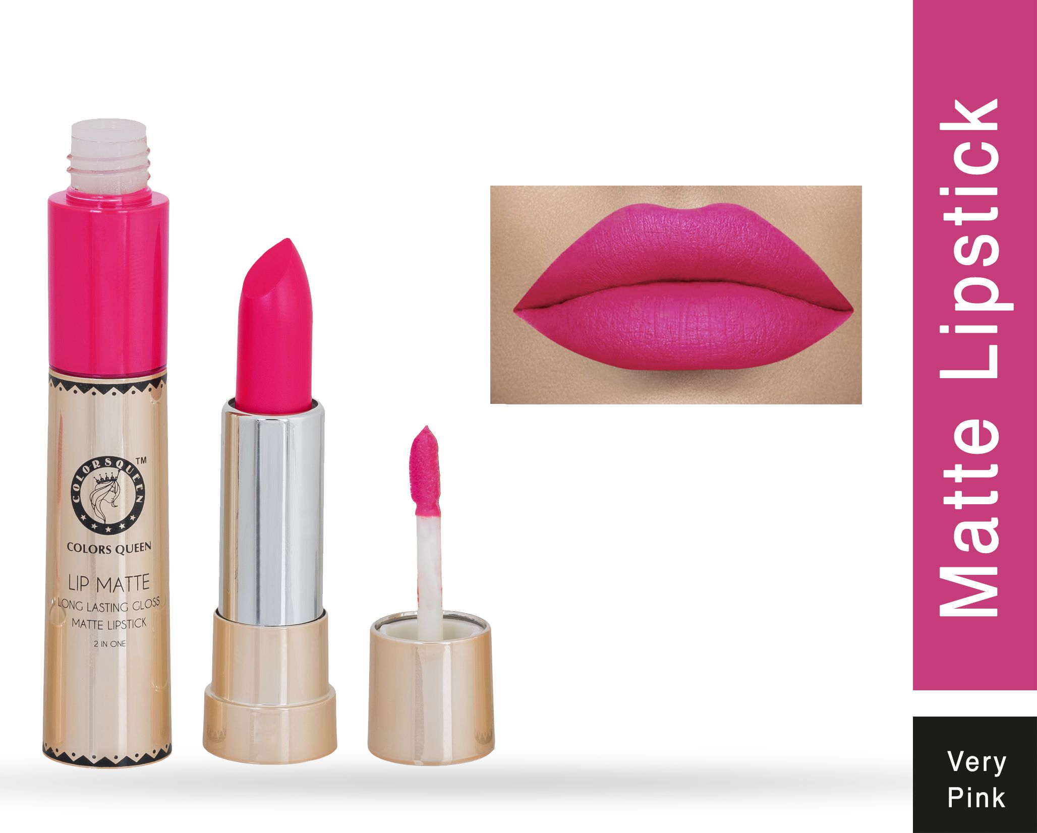     			Colors Queen 2 in 1 Lipstick Very Pink Shade 02 | SPF 15 8 g
