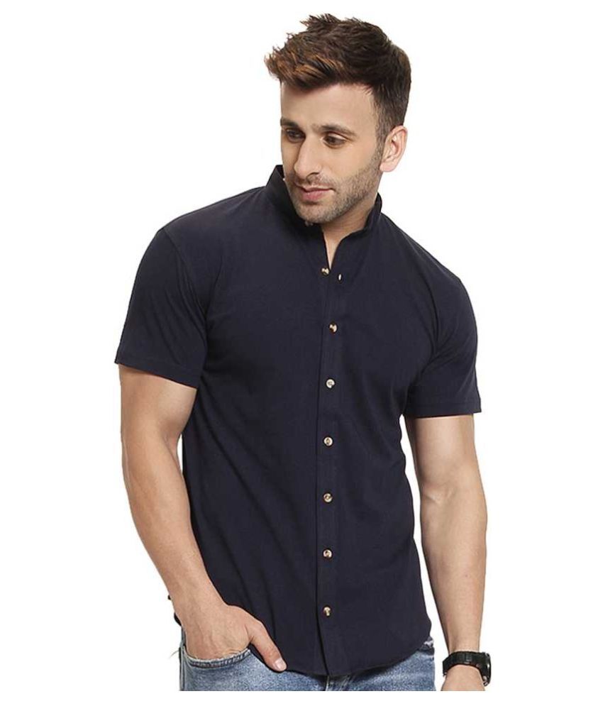     			Glito Cotton Blend Navy Shirt Single