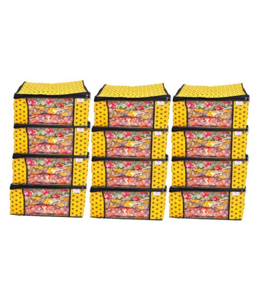     			SH. NASIMA  Non Woven Printed Saree Cover Bag Wardrobe with Transparent Window(, Pack of 12, Yellow)