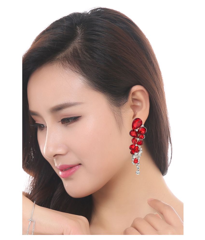     			YouBella Fashion Gold-Plated Silver Plated Stylish Crystal Fancy Party Wear Earrings Jewellery for Women (Red)