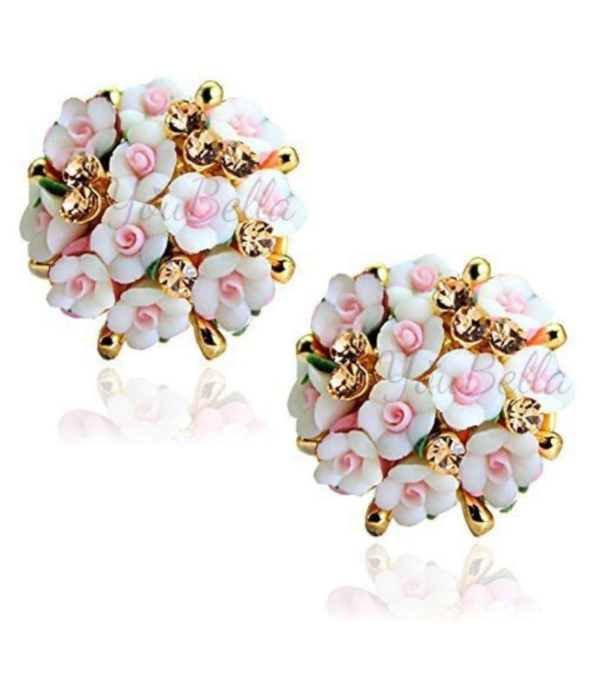     			YouBella Jewellery Women's/Girls Gold Plated Flower Shape Resin Fancy Party Wear Combo Earrings (Multicolour)