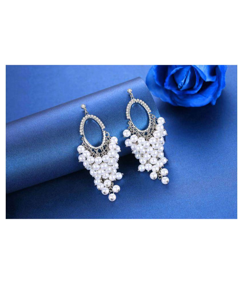     			YouBella Silver Plated Valentine Collection Crystal Earrings for Girls and Women