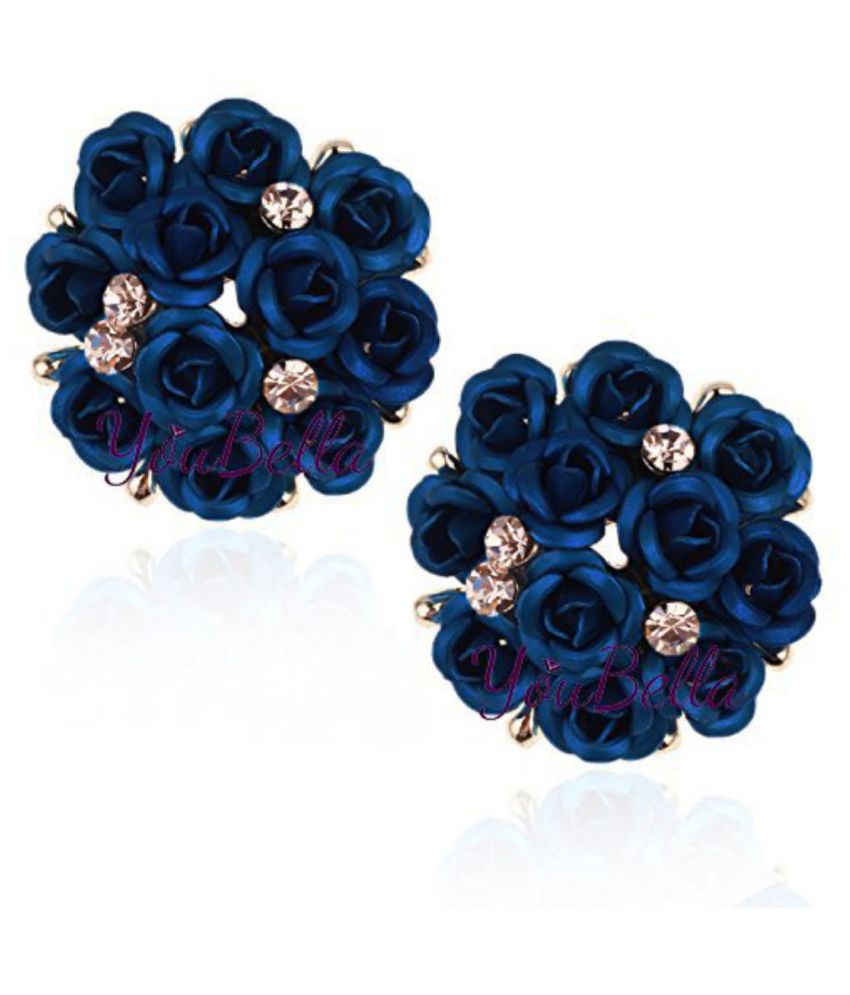     			YouBella Stylish Party Wear Jewellery Gold Plated Studs Earrings for Women (Dark Blue)(YBEAR_31771)