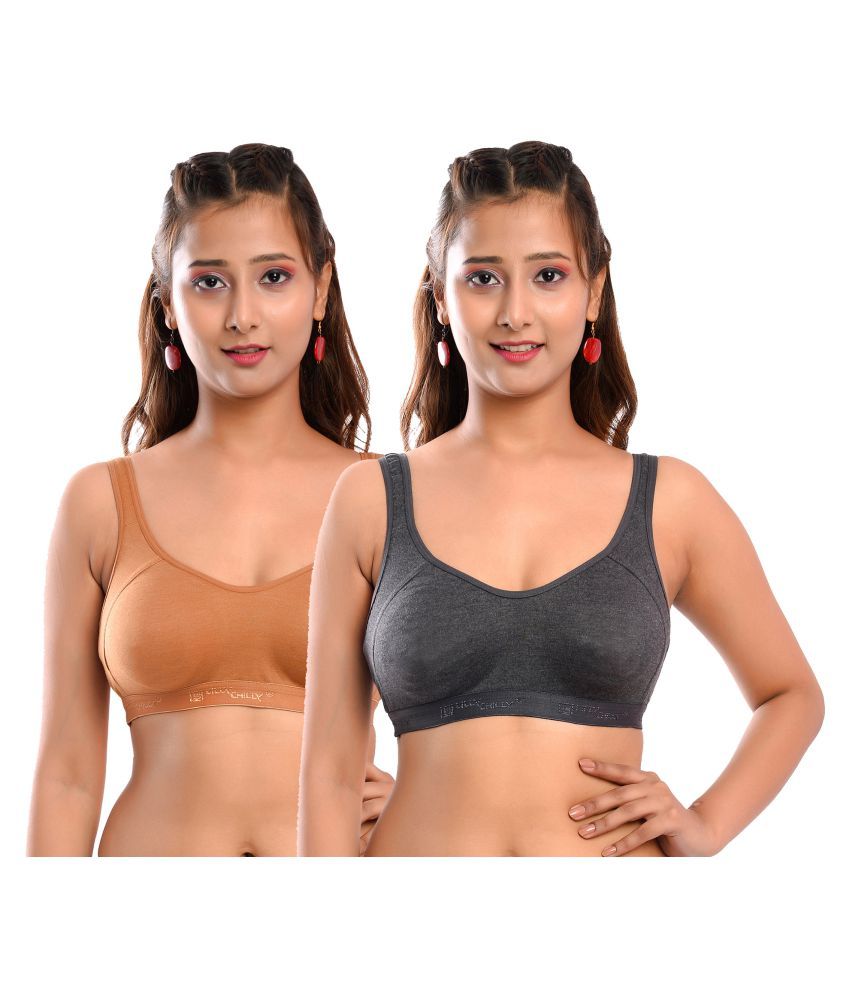     			Elina Pack of 2 Cotton Non Padded Women's Racerback bra ( Multi Color )