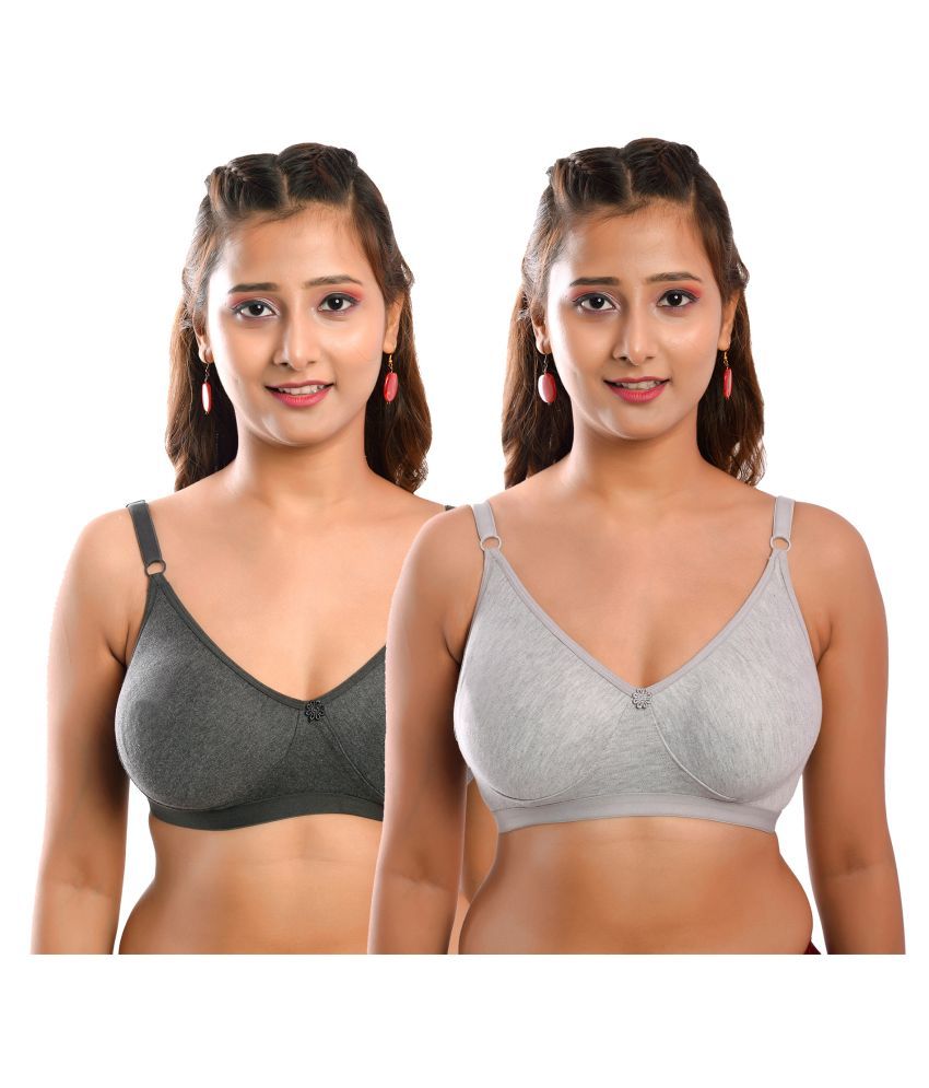     			Elina Pack of 2 Cotton Non Padded Women's T-Shirt Bra ( Multi Color )