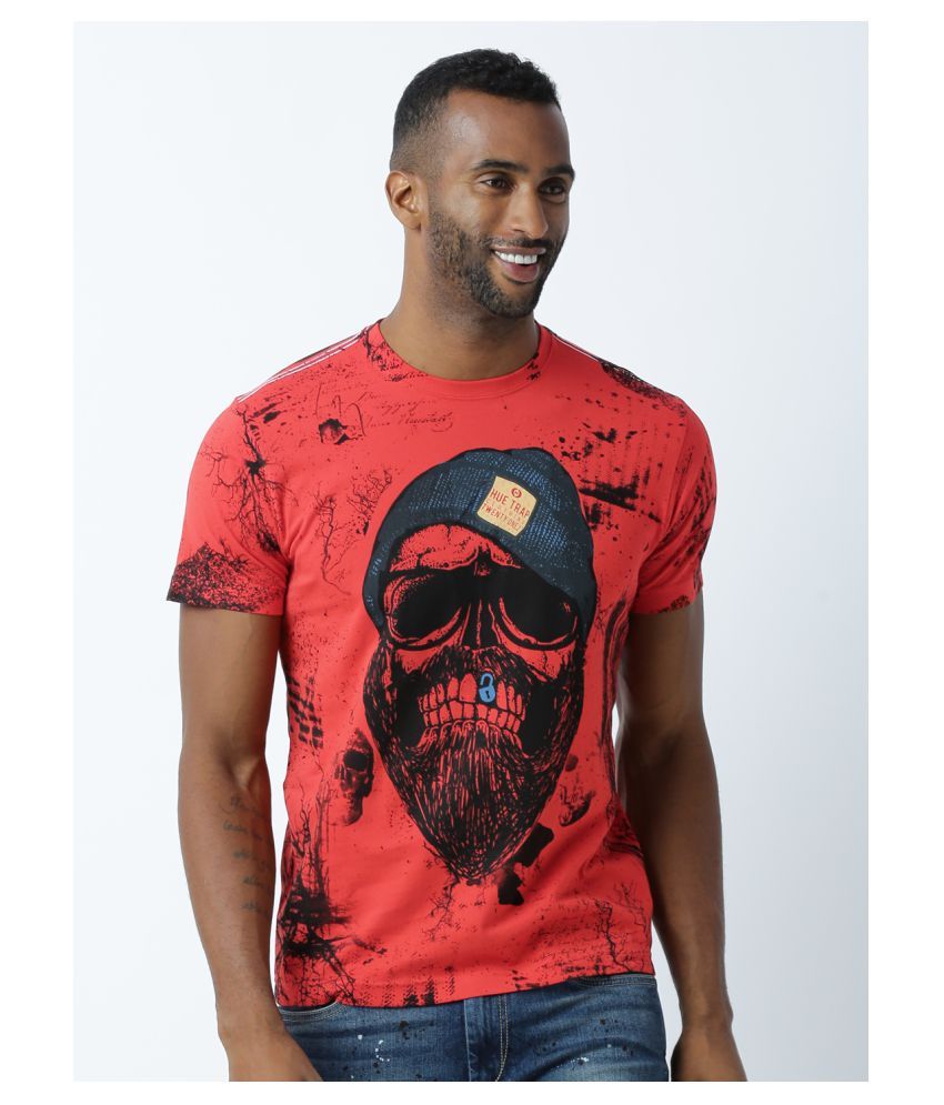     			Huetrap Cotton Red Printed T-Shirt Single Pack