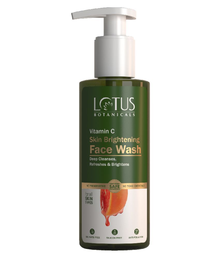 Lotus Botanicals Skin Brightening Face Wash, Vitamin C, Sulphate, Silicon & Chemical Free, 180ml