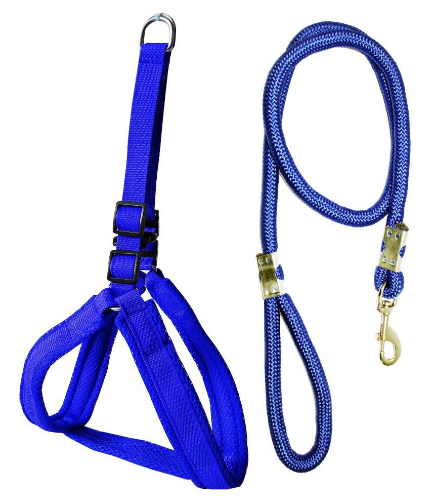     			Petshop7 Mesh Padded Nylon Dog Harness & Dog Leash Rope - Large (Chest Size - 27-39inch)