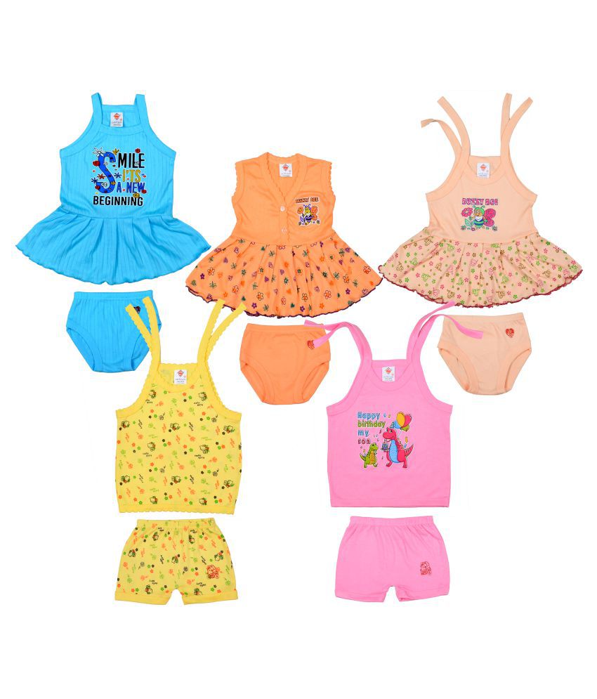Sathiyas Baby Girls Assorted Dresses(Pack of 5)