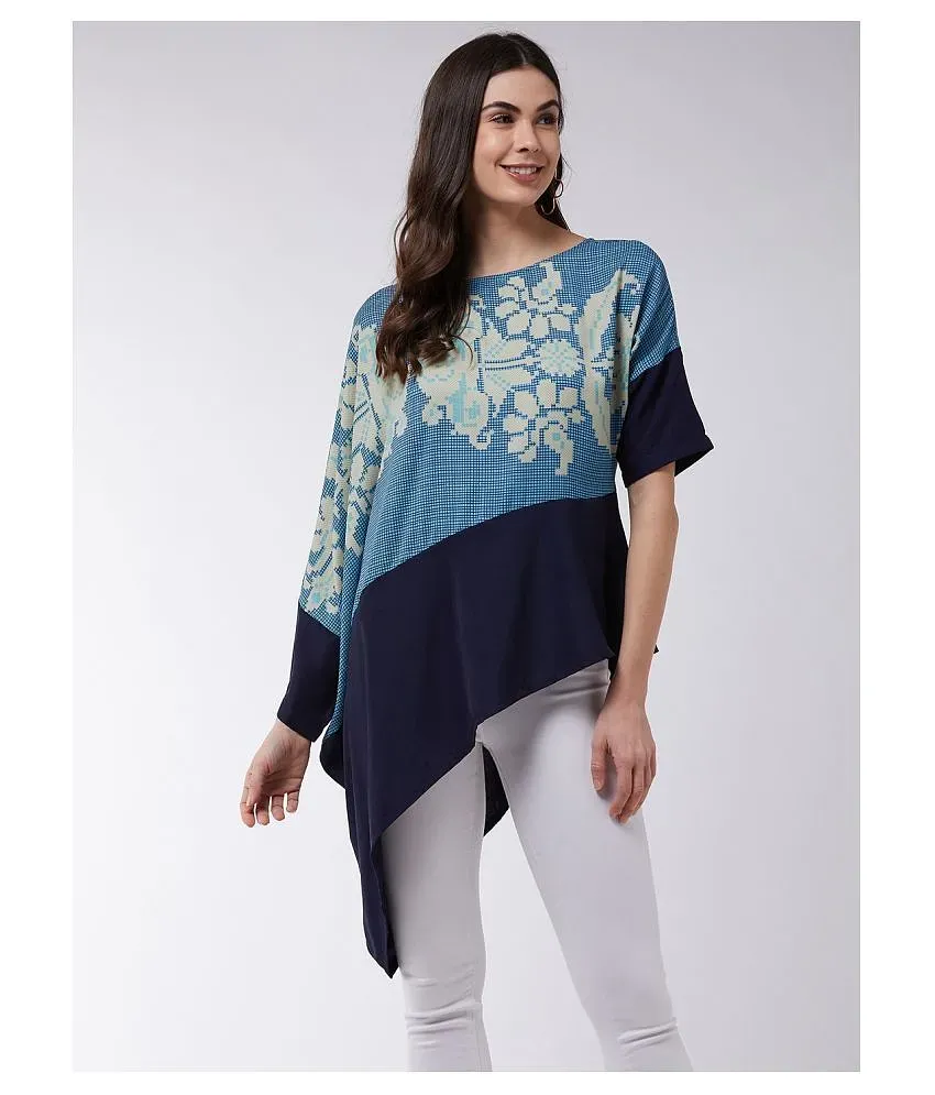 Harpa - Navy Chiffon Women's Regular Top ( Pack of 1 ) - Buy Harpa