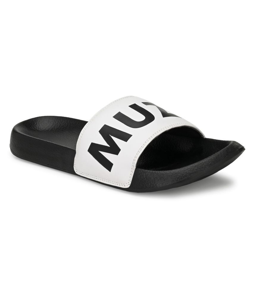     			MUZZATI - White  Slide Flip flop