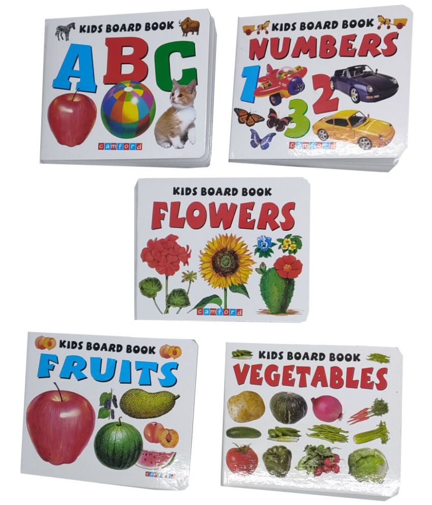     			SHIMZAN Kids Early Learning Pre School Alphabet (ABC), Number (123), Flower, Vegetable & Fruit Books- Set of 5 Board Books