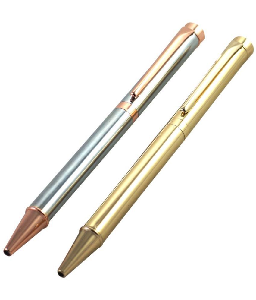     			Auteur 1410-1420 Chrome & Golden Color Metal Body,Twist Mechanism Ball Pen Set