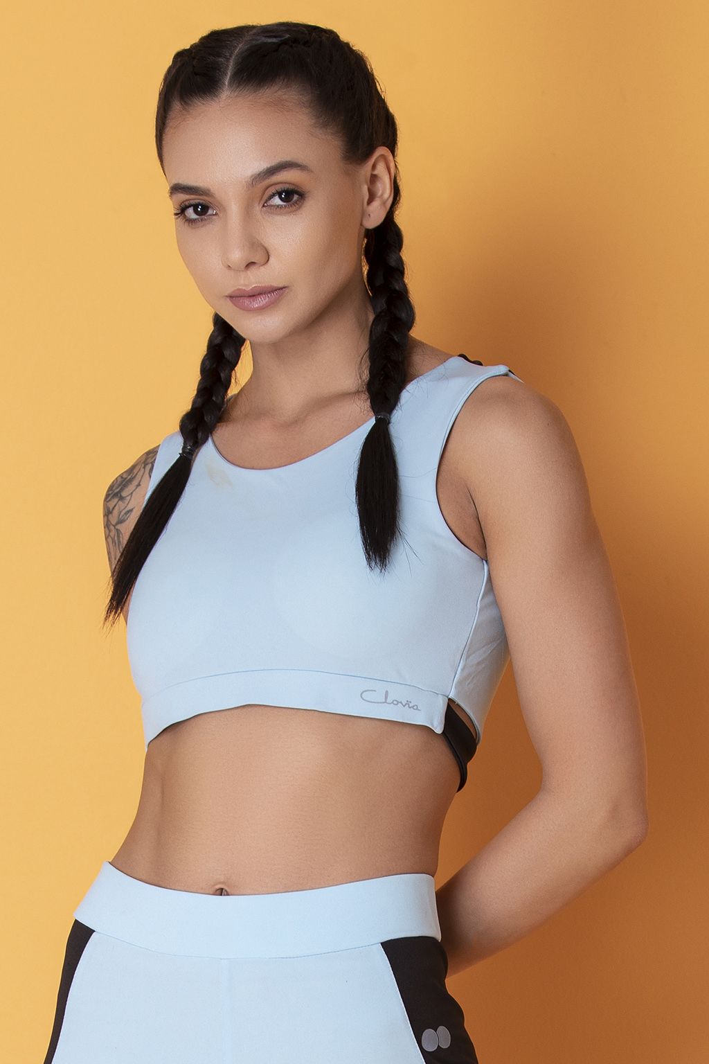     			Clovia Blue Polyester Croptop - Single