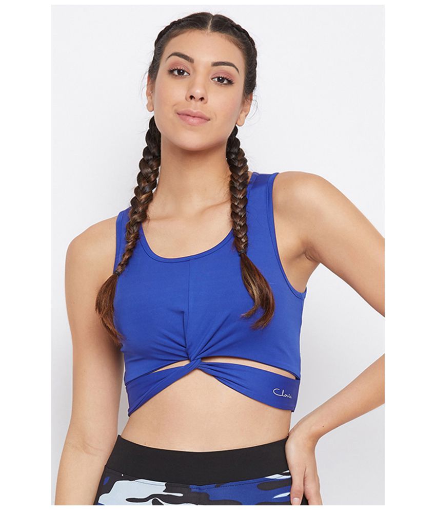     			Clovia Blue Polyester Croptop - Single