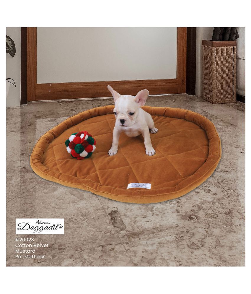     			Cotton Velvet Solid Crosshatch Quilted Pet Mattress For Dogs & Cats