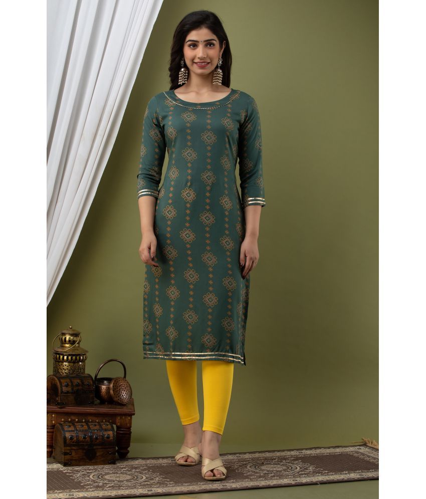     			Lee Moda - Green Rayon Women's Straight Kurti