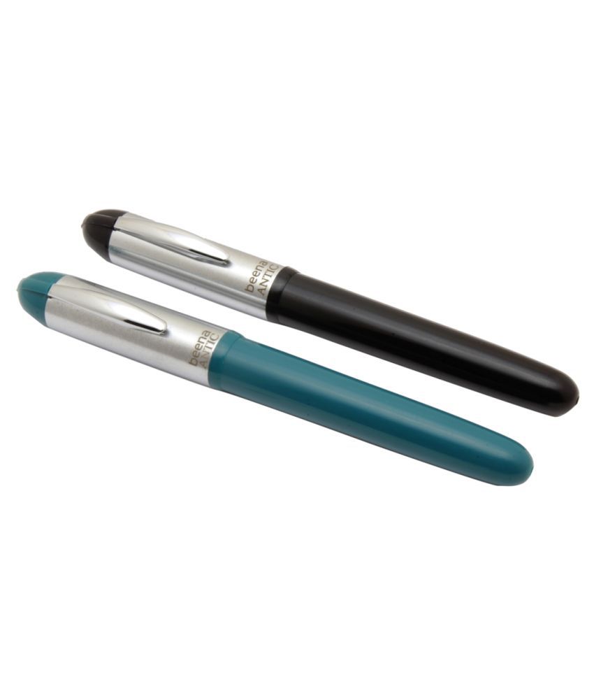     			Srpc Set Of 2 Beena Antic Fountain Pens 3in1 Ink Filling Mechanism Steel Cap - Teal Blue & Black
