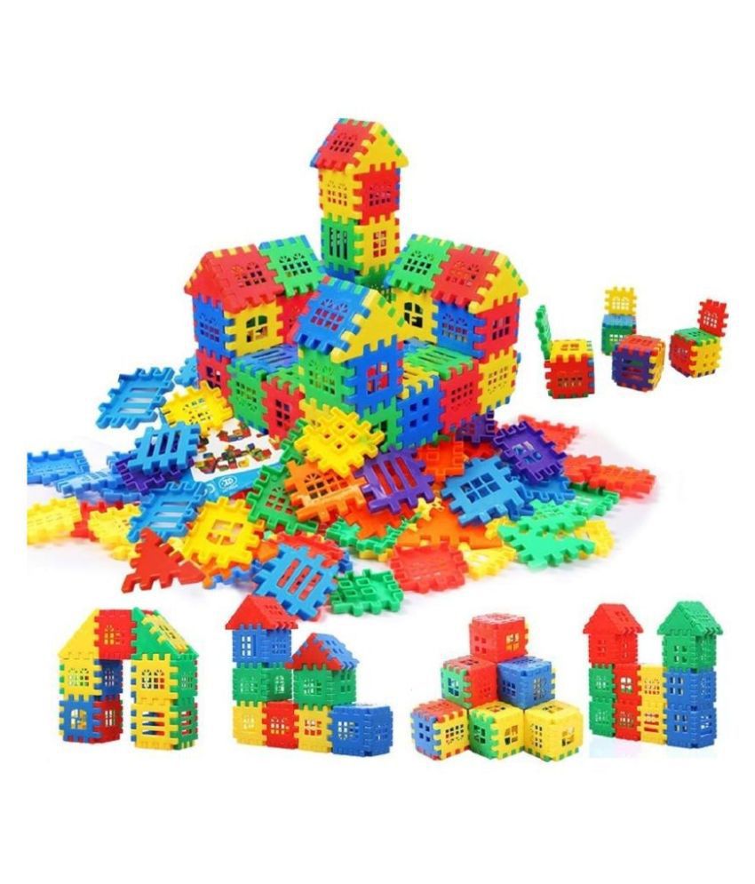 Chocozone 72pcs Blocks House Multi Color Building Blocks with Smooth Rounded Edges - Building Blocks for Kids- Blocks Game for 4 Years Old Girls & Boys