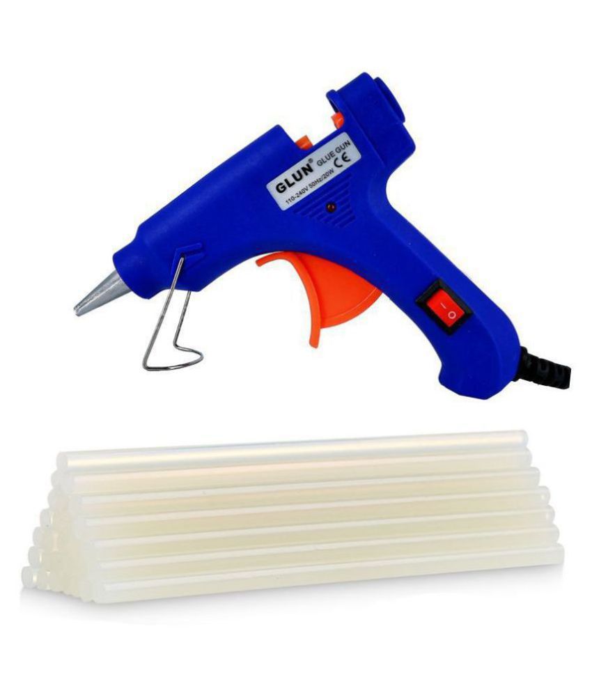 Glun 20 Watt Hot Melt Glue Gun For Craft Work With 10 Transparent Glue Sticks