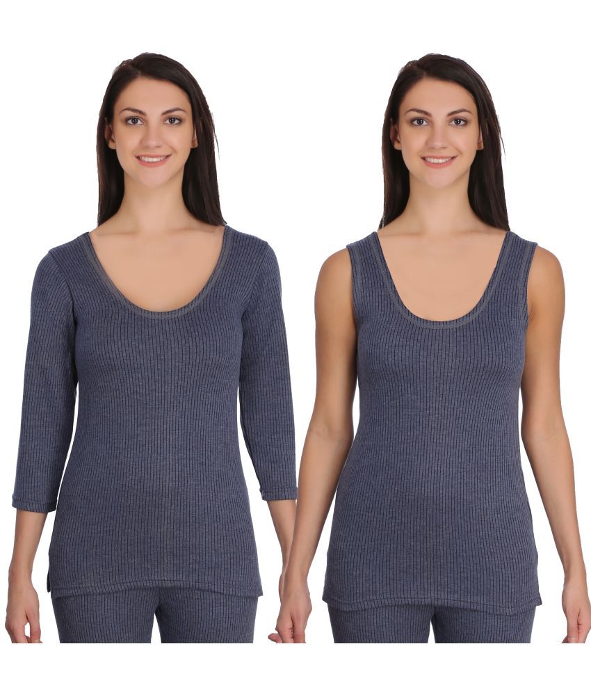     			Selfcare Cotton Blend Topwear - Blue Pack of 2