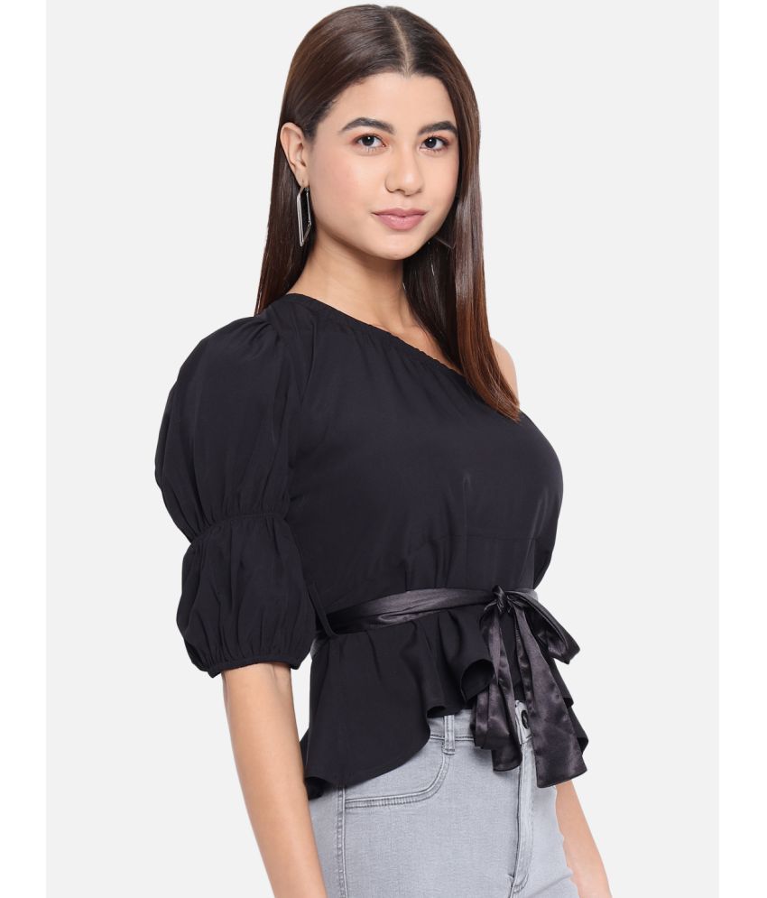     			ALL WAYS YOU - Black Polyester Women's Cinched Waist Top ( Pack of 1 )