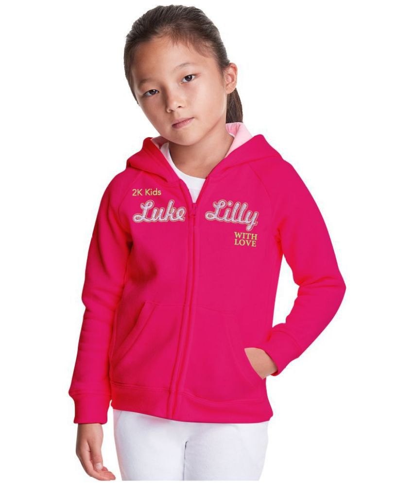     			Luke and Lilly Kids Girls Fleece Zipper Hoodies Sweatshirt Pink