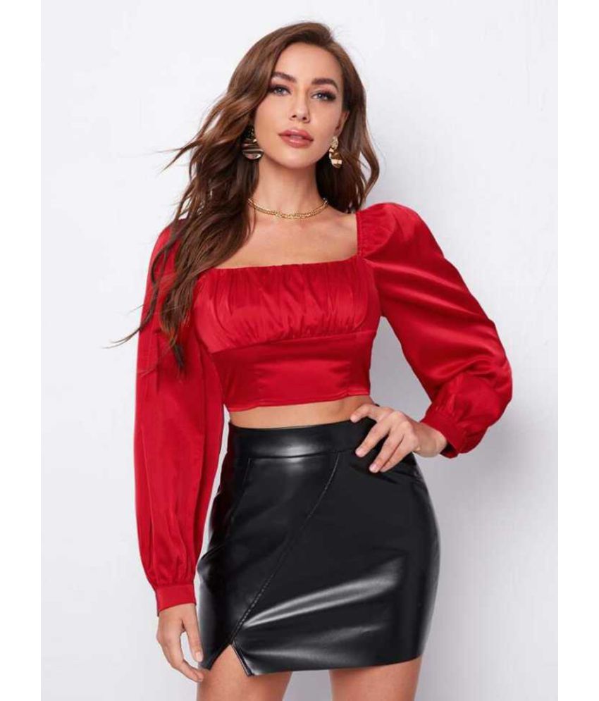     			Kulfi Satin Crop Tops - Red Single