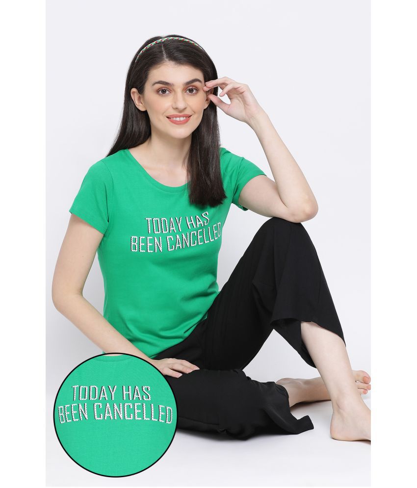     			Clovia Cotton Green T-Shirts - Single