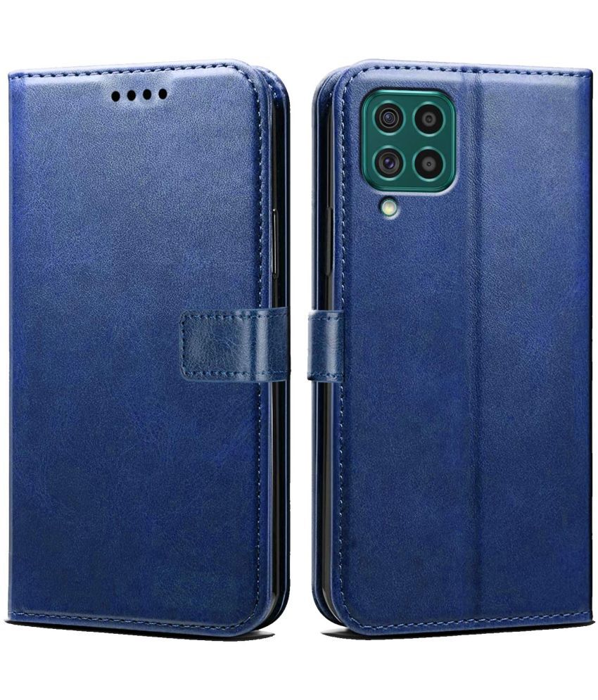     			NBOX Blue Flip Cover For Samsung Galaxy M32 Viewing Stand and pocket