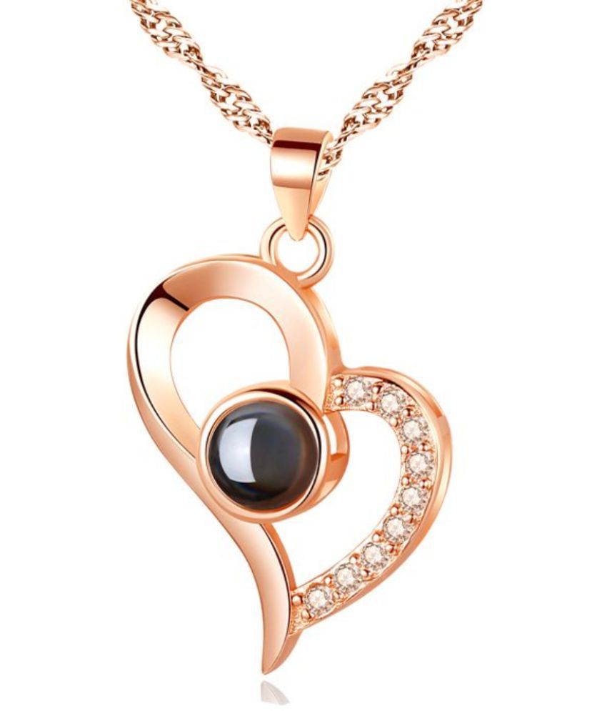     			YouBella Jewellery Stylish 18k Rose Gold Plated I Love You in 100 Languages Heart Necklace Jewellery for Women and Girls (Style 2)