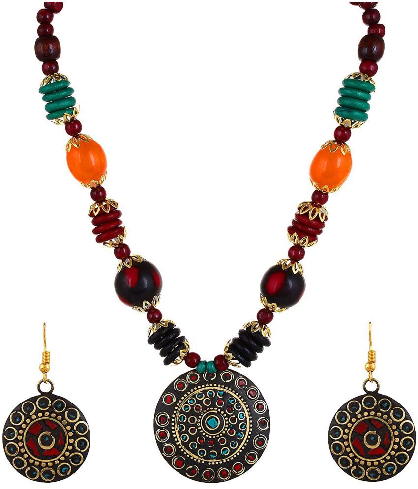     			YouBella Jewellery Set for Women Tibetan Pendant Necklace with Earrings for Women & Girls (Gift) Tribal Necklace Jewellery Beads Necklace