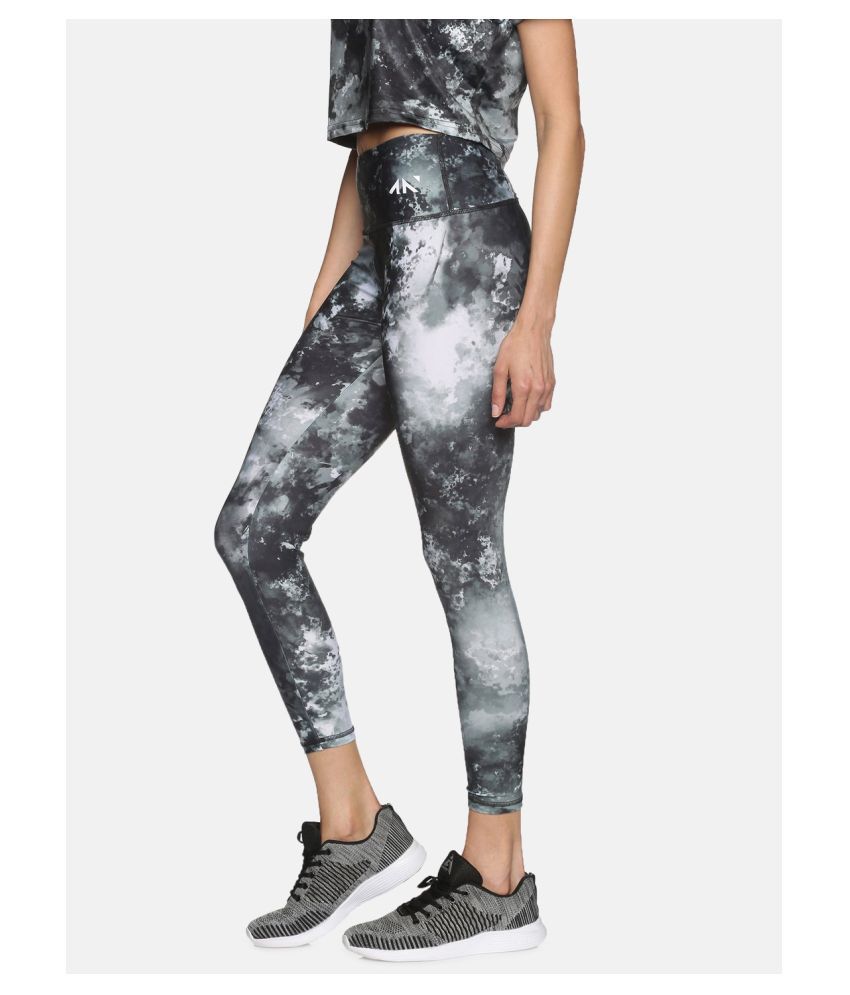 Aesthetic Nation Black Polyester Lycra Printed Tights - Single