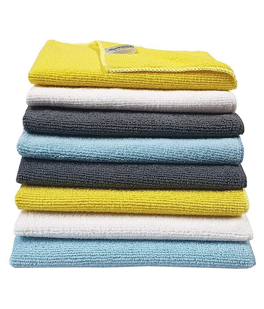     			SOFTSPUN Microfiber Cleaning Cloths, 8 pcs 30x40cms 280GSM Multi-Color. Highly Absorbent, Lint and Streak Free, Multi - Purpose Wash Cloth for Kitchen, Car, Window, Stainless Steel, Silverware.