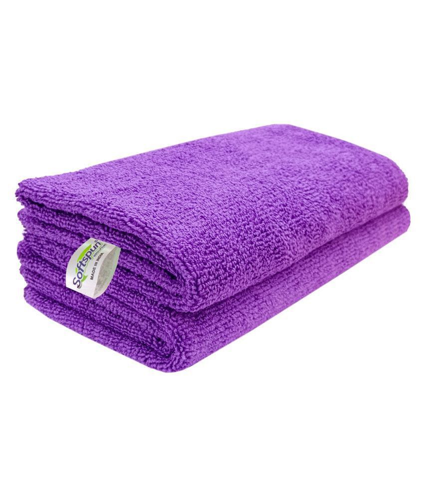 SOFTSPUN Microfiber Cloth - 2 pcs - 40x40 cms - 340 GSM Purple - Thick Lint & Streak-Free Multipurpose Cloths - Automotive Microfibre Towels for Car Bike Cleaning Polishing Washing & Detailing