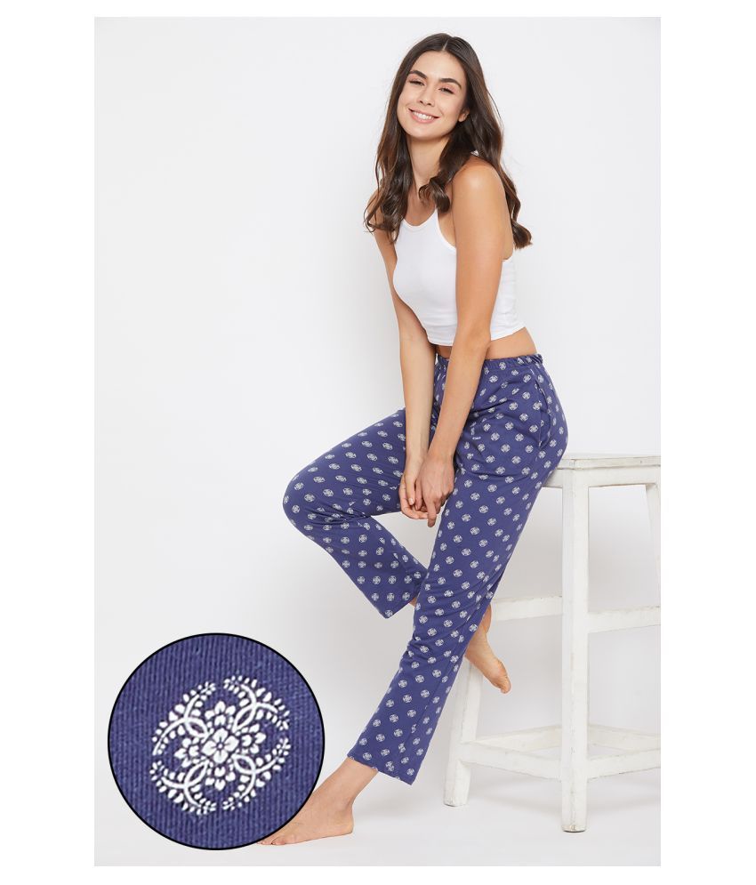     			Clovia - Blue Cotton Women's Nightwear Pyjama ( Pack of 1 )