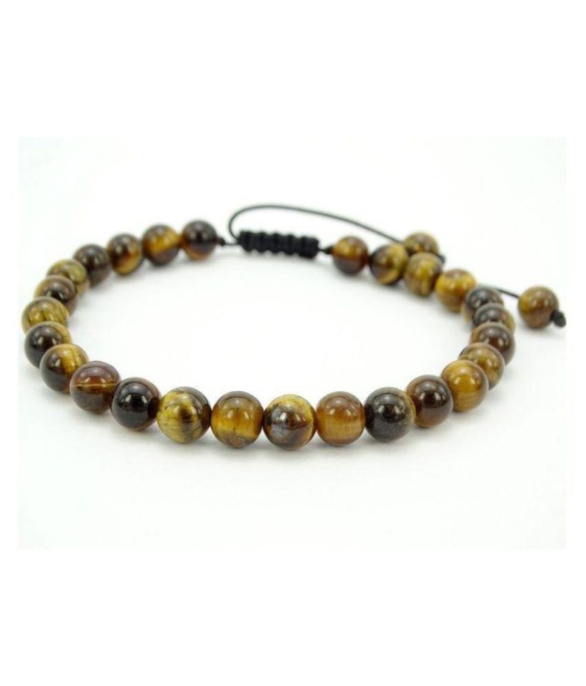     			8mm Yellow and Black Tiger's Eye Natural Agate Stone Bracelet