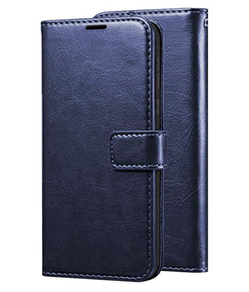     			Realme 8i Flip Cover by Kosher Traders - Black Leather Stand Case