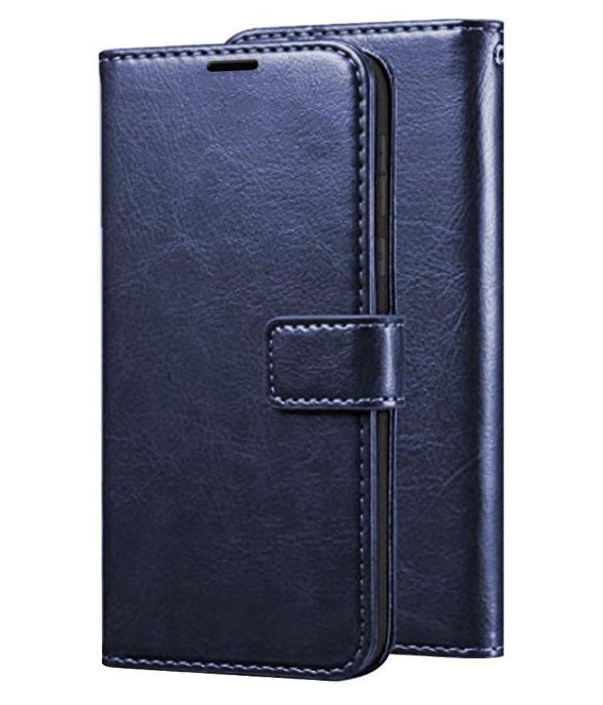     			Realme 8i Flip Cover by Megha Star - Black Leather Stand Case