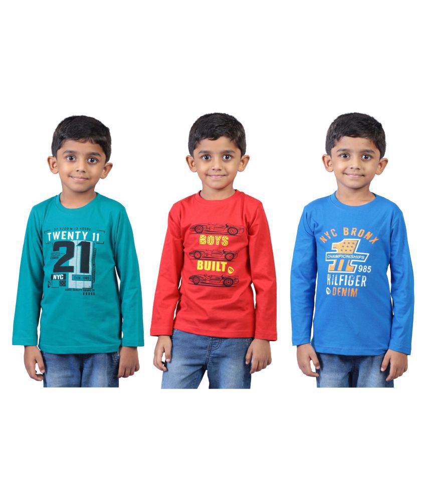 Soft Apparels - Multicolor Cotton Blend Boy's T-Shirt ( Pack of 3 )